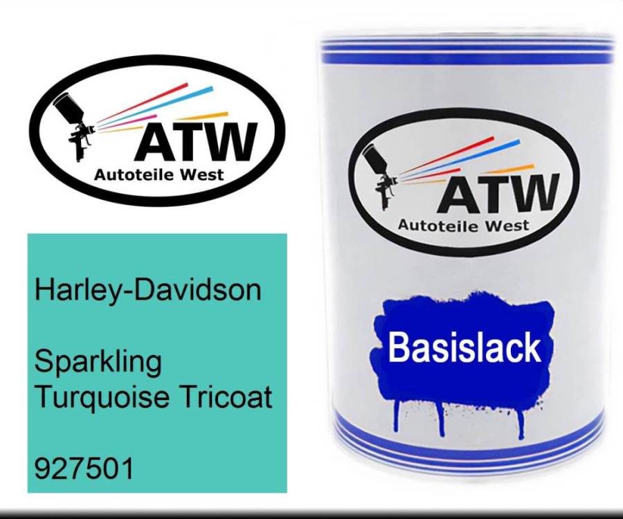 Harley-Davidson, Sparkling Turquoise Tricoat, 927501: 500ml Lackdose, von ATW Autoteile West.